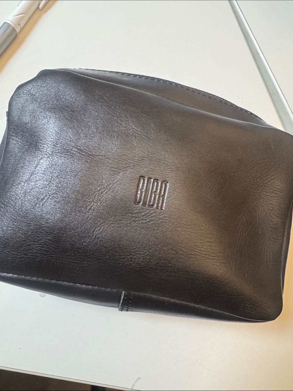 Black Leather Men's Toiletry Bag